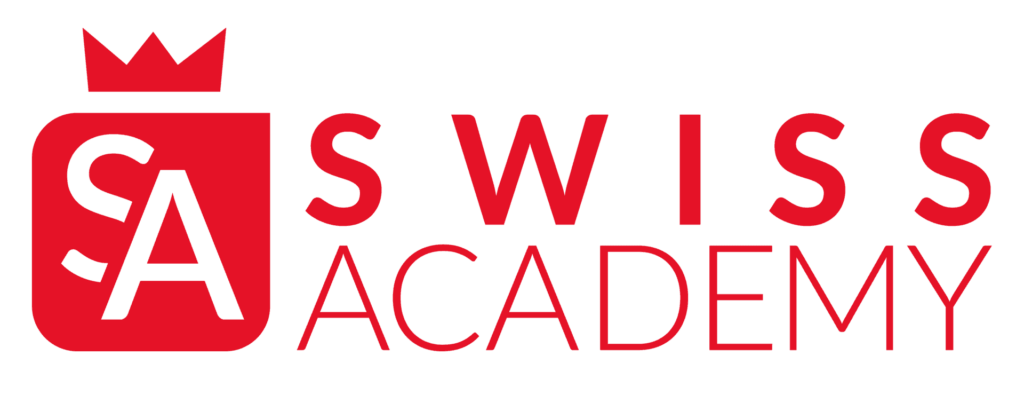 Logo der Swiss Academy in Rot und Weiß.